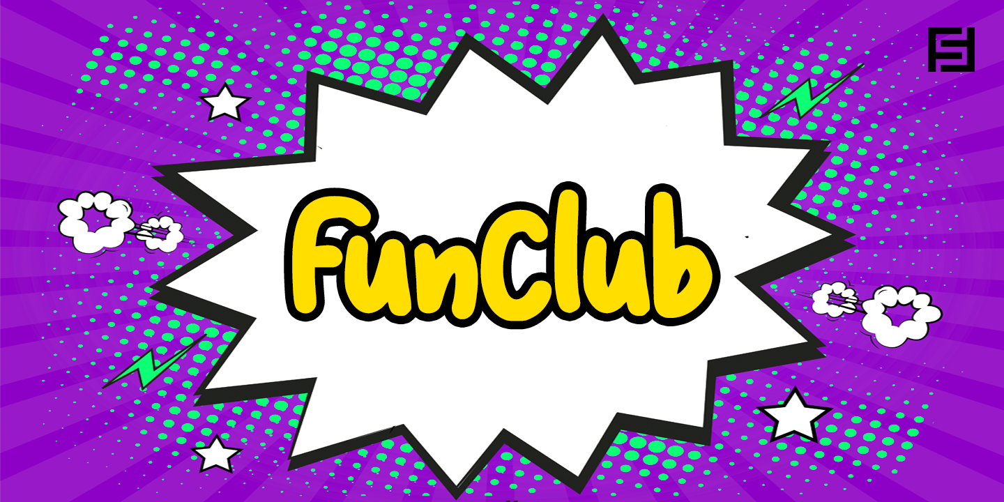 Ejemplo de fuente Fun Club Outline Italic